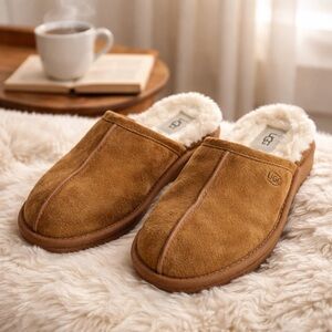 UGG Women’s Tan Suede Slippers with Cream Lining
